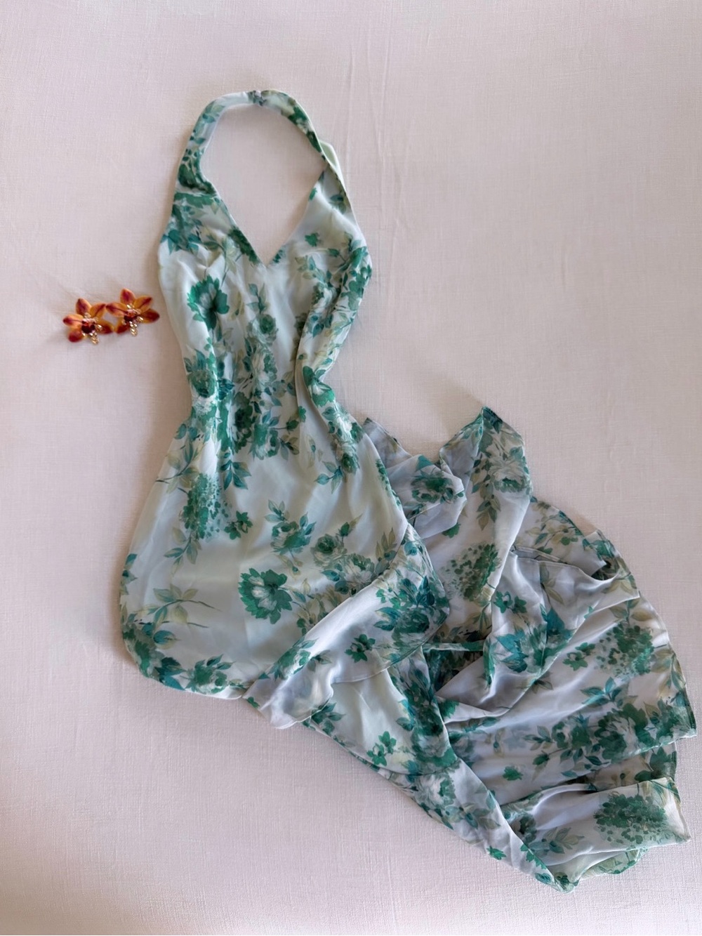 Turquesa Floral Halter Maxi Dress